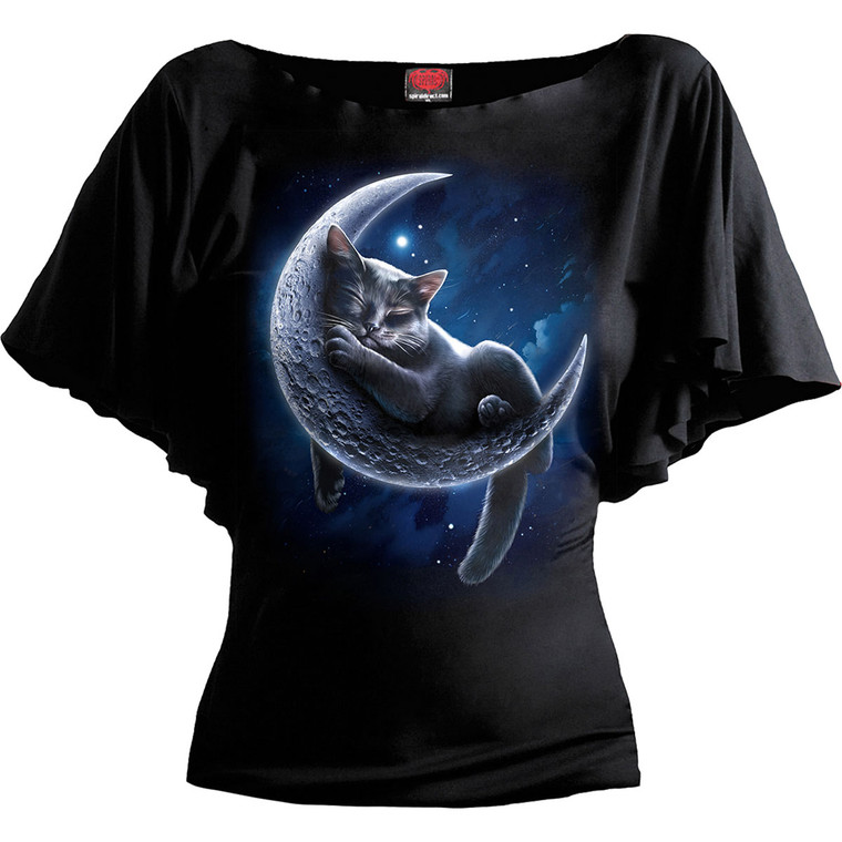 Spiral Ladies Latin Boatneck Top: Velvet Moon (Black)