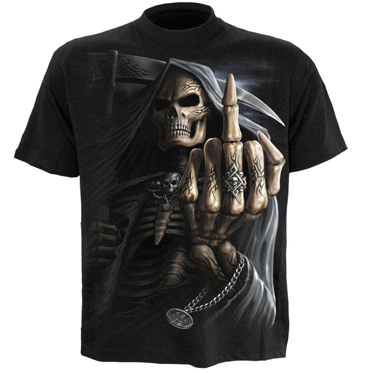Spiral Unisex T-Shirt: Bone Finger (Black) (Back Print)