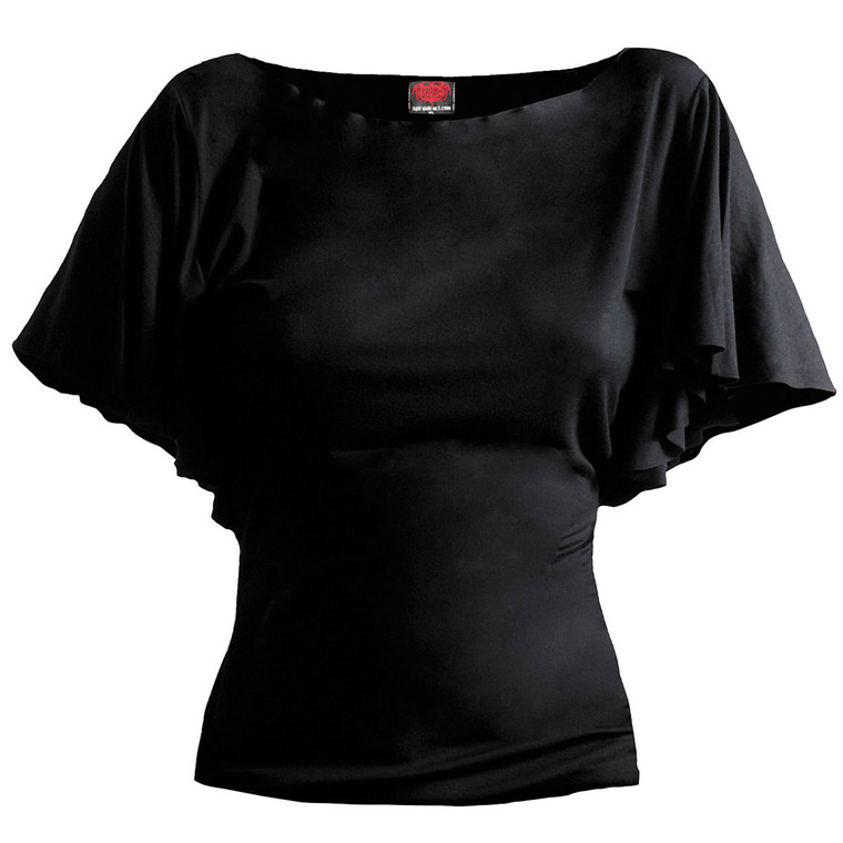 Spiral Ladies Latin Boatneck Top: Plain (Black) (Blank)