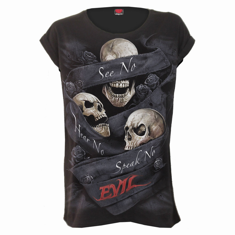 Spiral Ladies Loose Fit T-Shirt: See No Evil (Black)