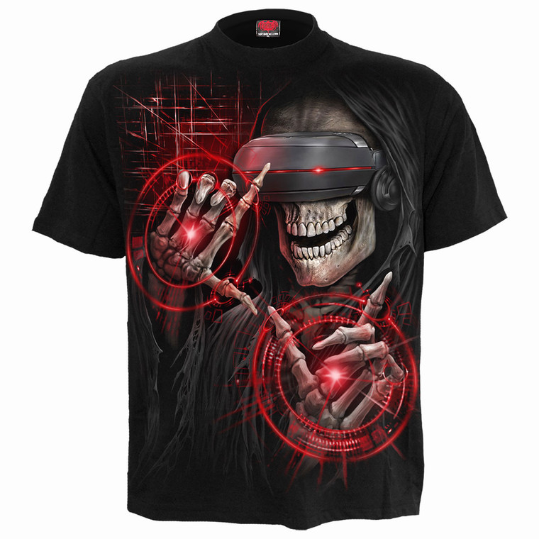 Spiral Unisex T-Shirt: Cyber Death (Black) (Back Print)