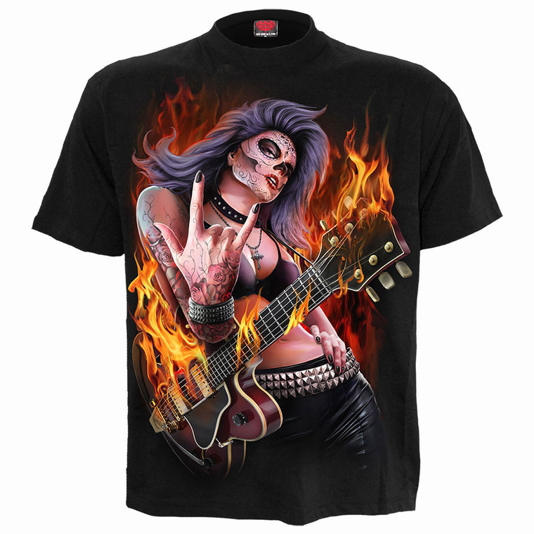 Spiral Unisex T-Shirt: Rocking The Dead (Black) (Back Print)