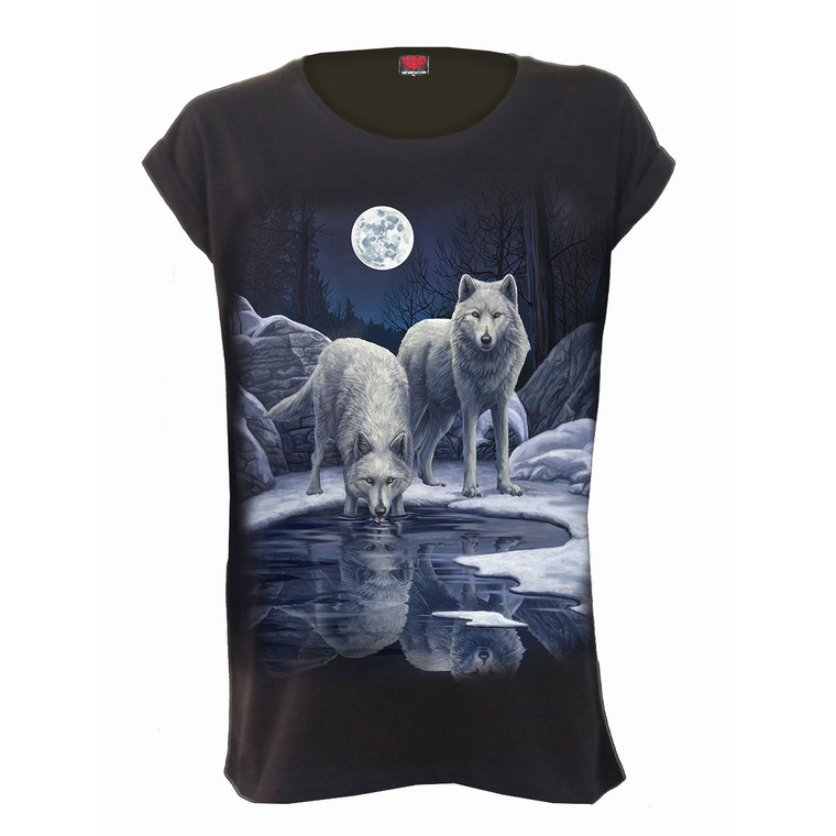 Spiral Ladies Loose Fit T-Shirt: Warriors Of Winter (Black)