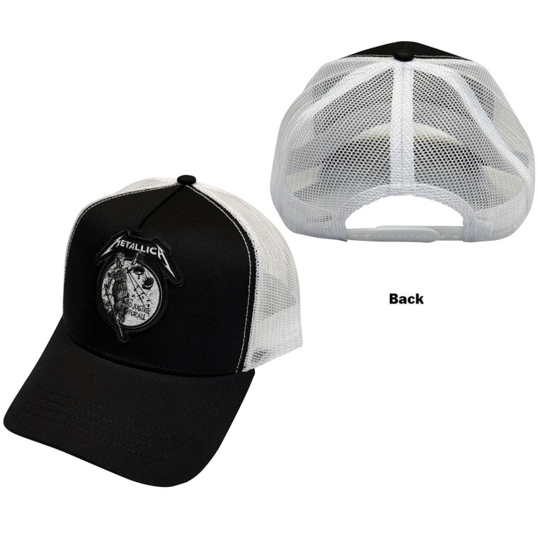Metallica Unisex Mesh Back Cap: Justice Mono (Black & White)