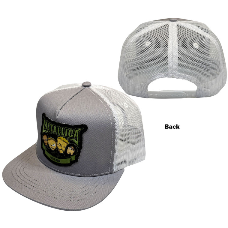 Metallica Unisex Mesh Snapback Cap: Squindo Since '81 (Grey & White)