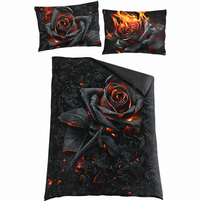Spiral Duvet Set: Burnt Rose (Black) (Single)