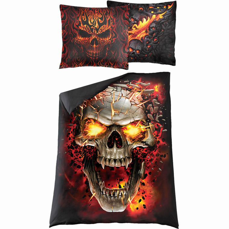 Spiral Duvet Set: Skull Blast (Black) (Single)