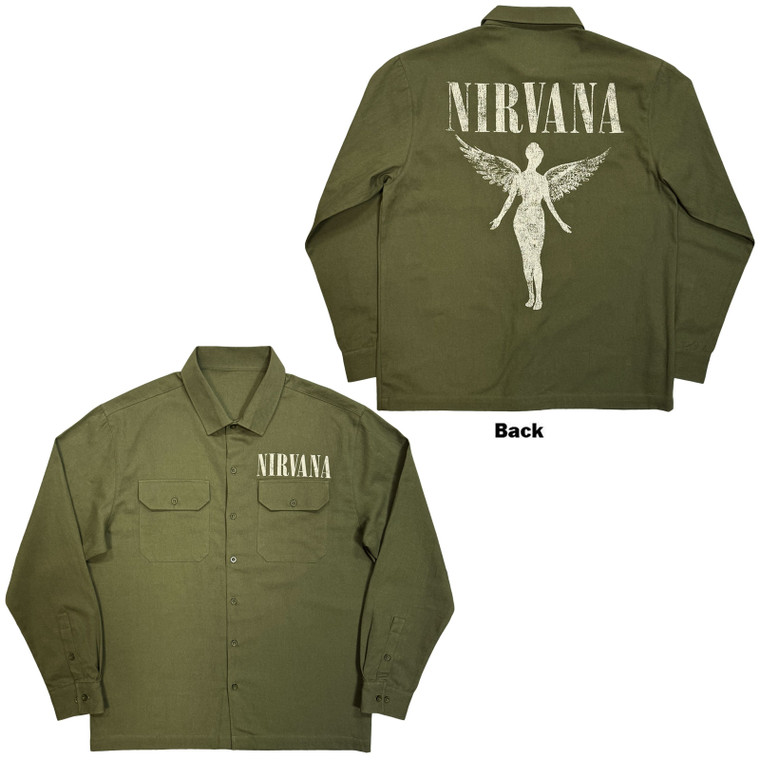Nirvana Unisex Casual Shirt: In Utero Logo (Green)