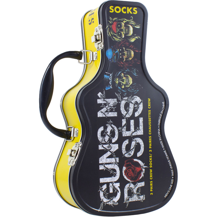 Guns N' Roses Unisex Sock Guitar Tin: Logos (Multicolour) (UK Size 6.5 - 11)