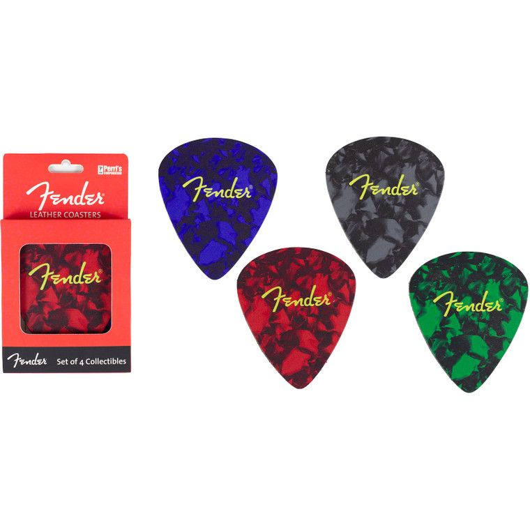 Fender PU Leather Coaster Set: Colours (Multicolour) (Premium)