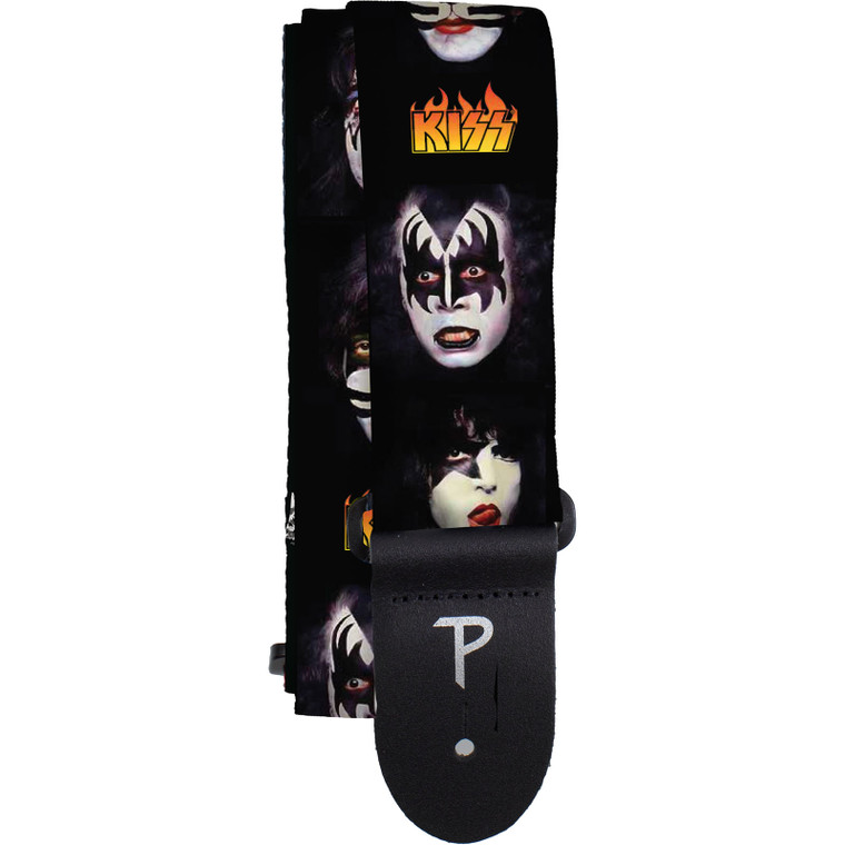 KISS Guitar Strap (Poly): Faces (Black)