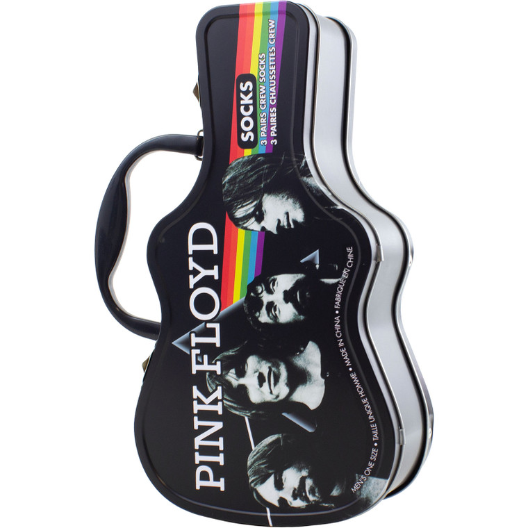 Pink Floyd Unisex Sock Guitar Tin: Logos (Black) (UK Size 6.5 - 11)