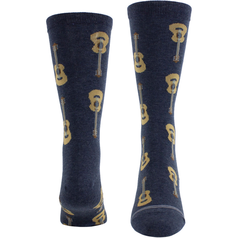 Perri's Unisex Crew Socks: Acoustic Guitars (Blue) (UK Size 6.5 - 11)