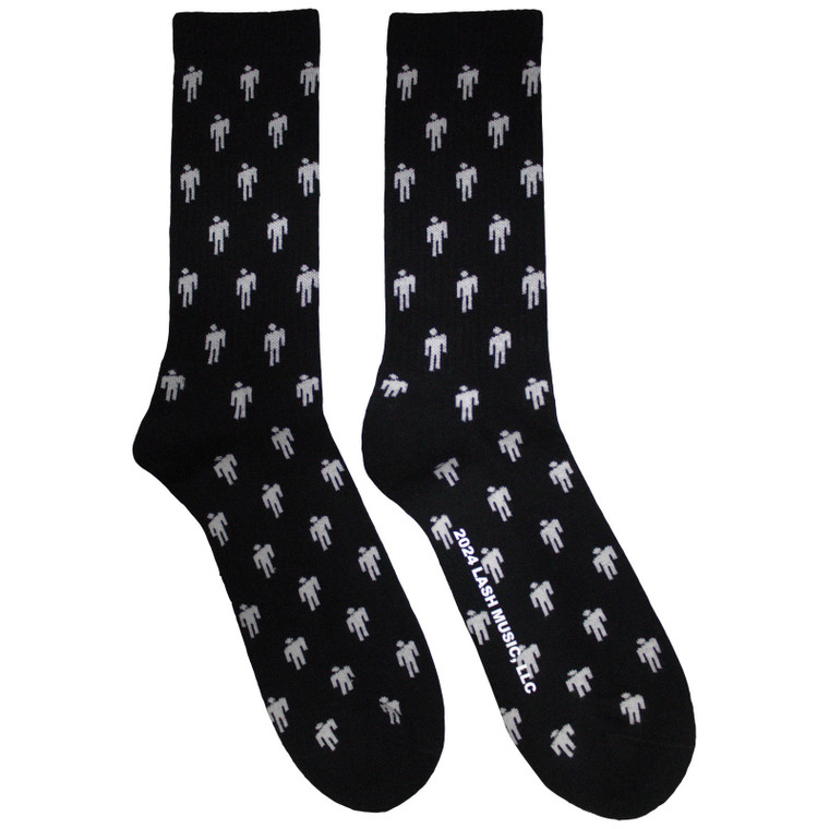 Billie Eilish Ladies Socks: Blohsh Pattern (Black) (UK Size 4 - 7)