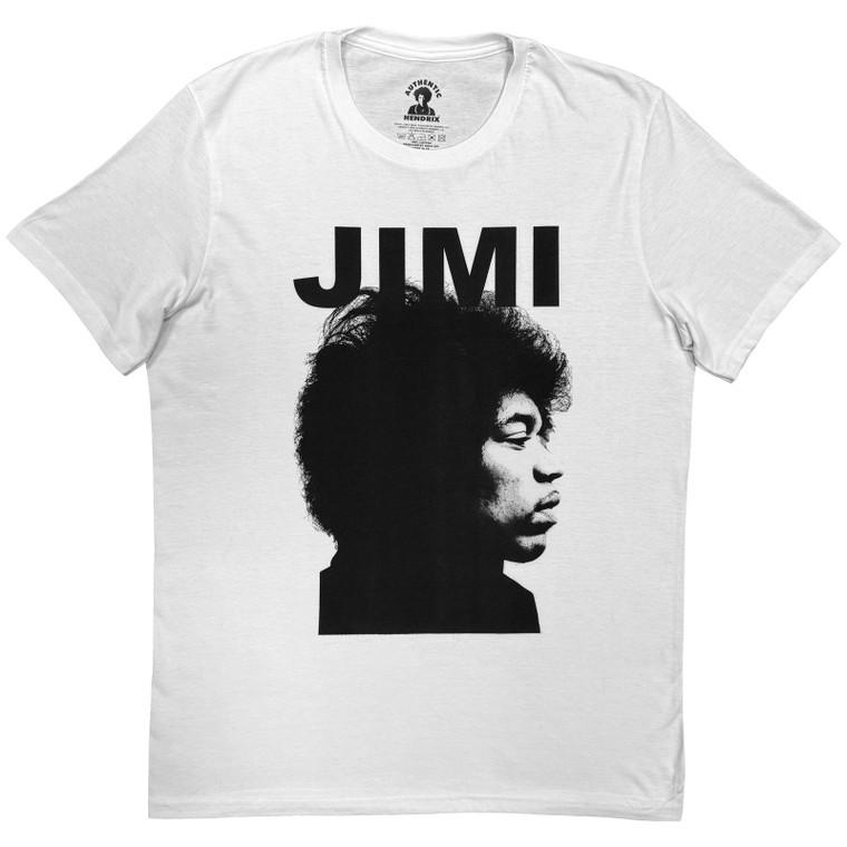 Jimi Hendrix Unisex T-Shirt: Side Shot (White)