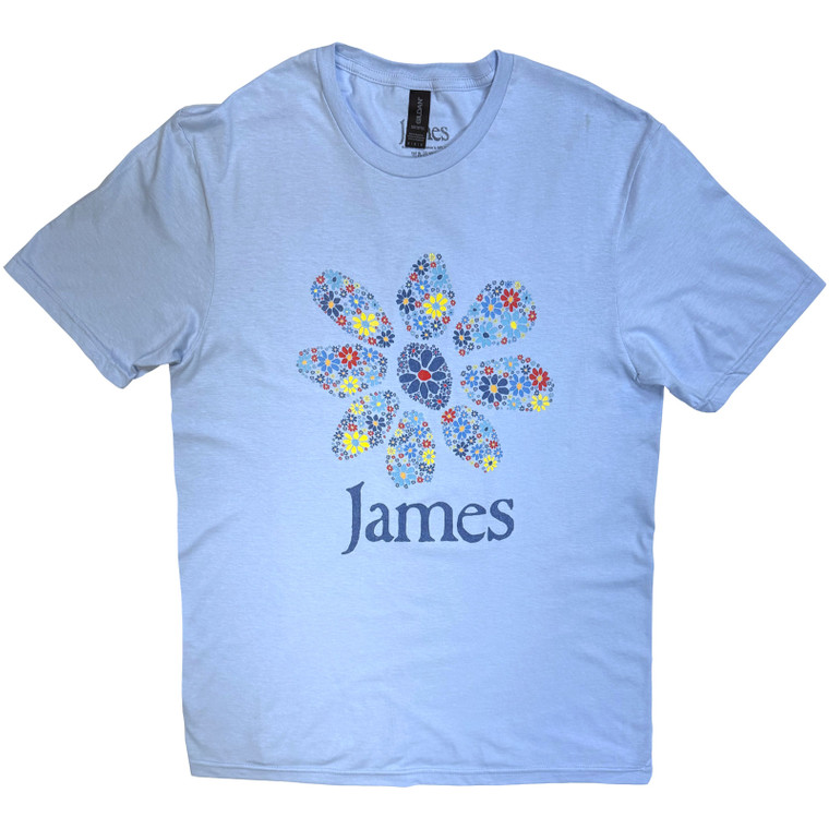James Unisex T-Shirt: Multiple Daisy Logo (Light Blue)