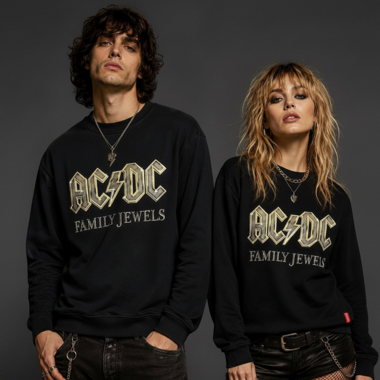 AC/DC Unisex Unplugged Sweatshirt: Family Jewels (Black) (Back Print)