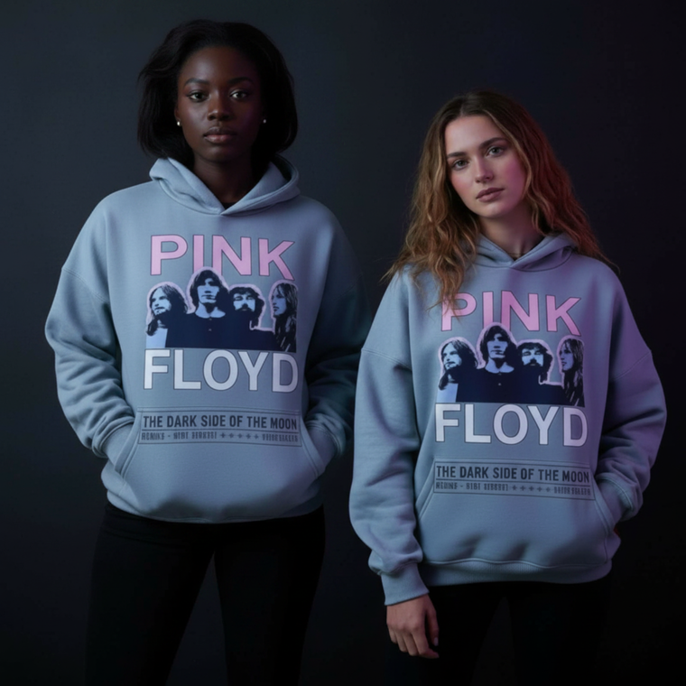 Pink Floyd Ladies Unplugged Pullover Hoodie: DSOTM Munich (Blue)