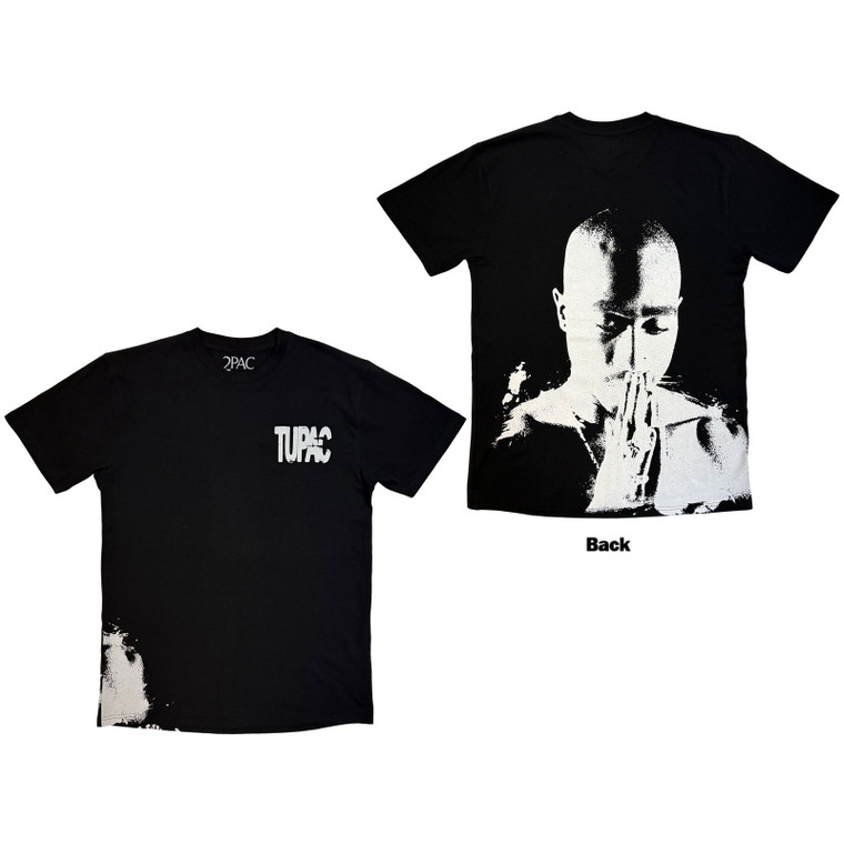 Tupac Unisex T-Shirt: Prayer AOP (Black) (Back Print)