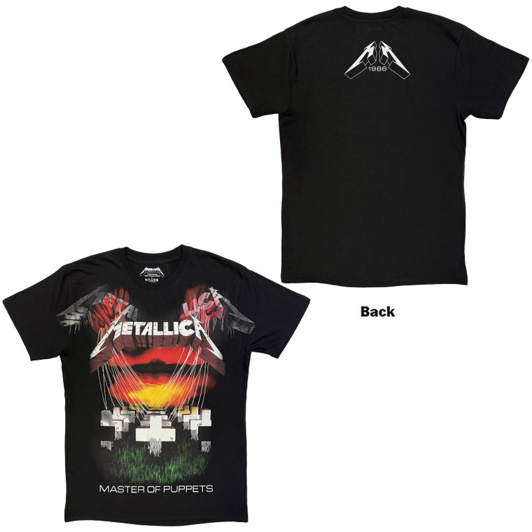 Metallica Unisex T-Shirt: Master Of Puppets Jumbo (Black) (Back Print)
