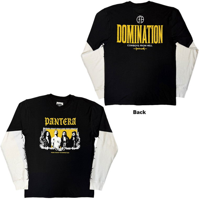 Pantera Unisex Layered Long Sleeve T-Shirt: Texas To Domination (Black & White)