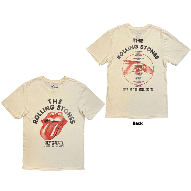 The Rolling Stones Unisex T-Shirt: New York City (Natural) (Back Print)