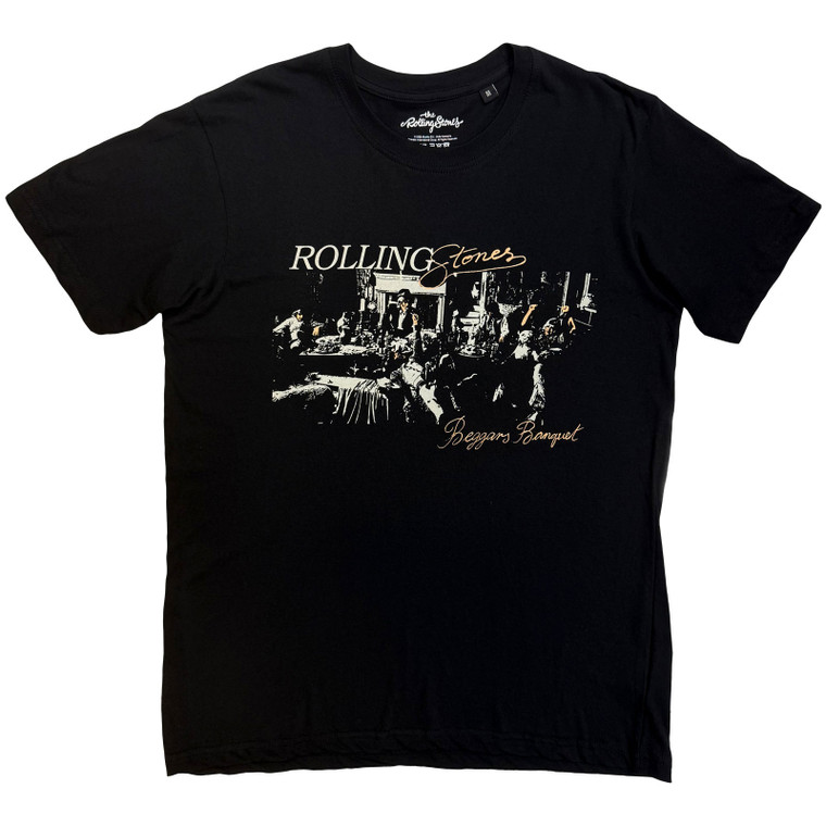 The Rolling Stones Unisex T-Shirt: Beggars Banquet Script (Black)