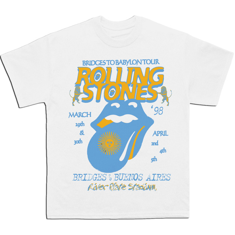 The Rolling Stones Unisex T-Shirt: River Plate Stadium (White)