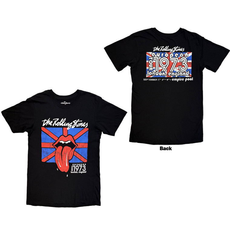 The Rolling Stones Unisex T-Shirt: London 1973 (Black) (Back Print)