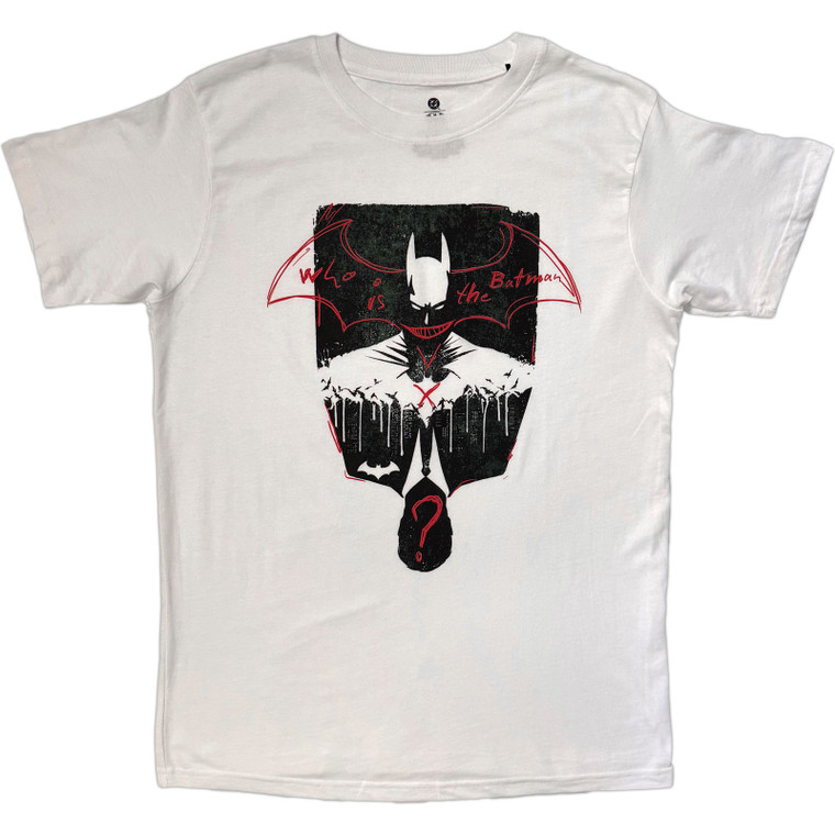 DC Comics Unisex T-Shirt: Batman Batman Who Is The Batman? (White)