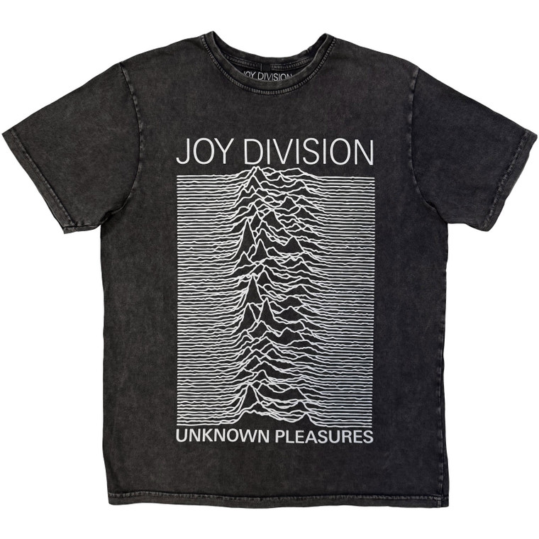 Joy Division Unisex Stone Wash T-Shirt: Unknown Pleasures (Charcoal Grey)