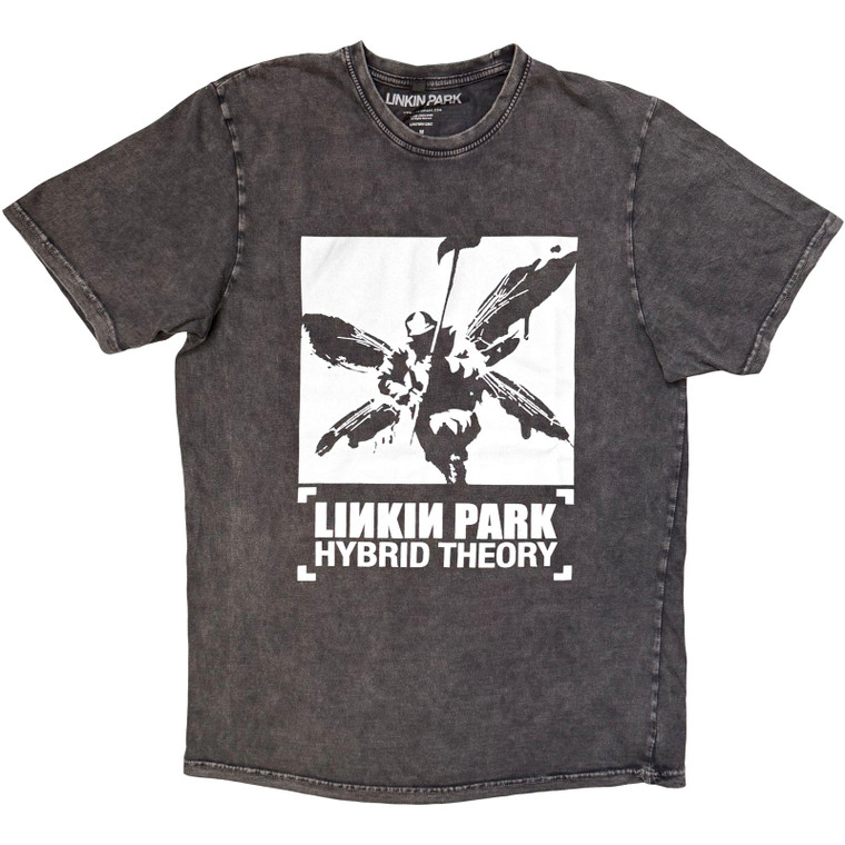 Linkin Park Unisex Stone Wash T-Shirt: Soldier Hybrid Theory (Charcoal Grey)