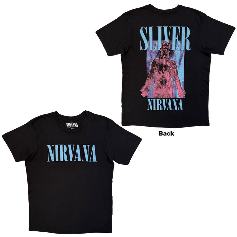Nirvana Unisex Carbon T-Shirt: Silver (Black) (Back Print)