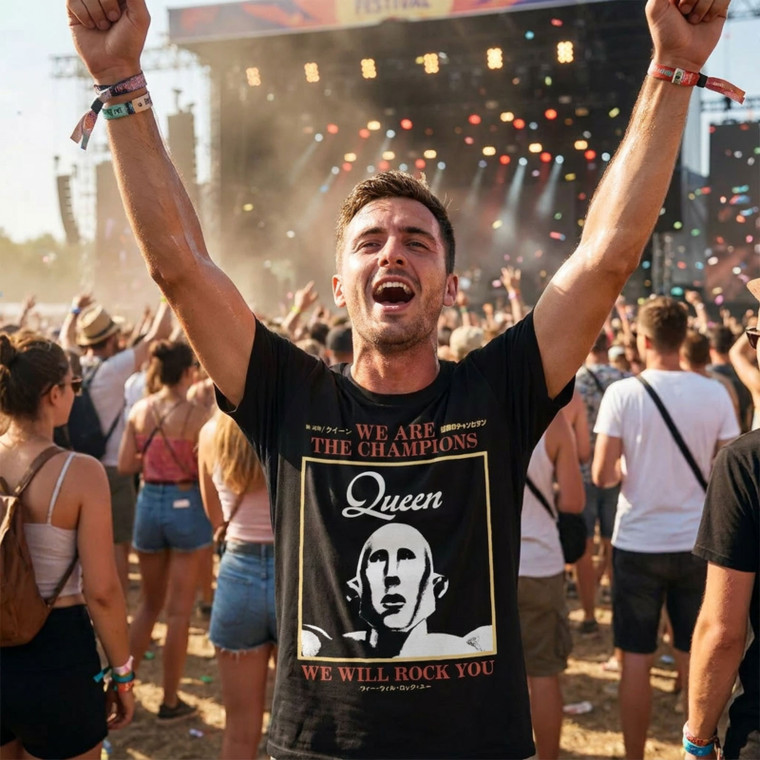Queen Unisex Carbon T-Shirt: We Are The Champions (Black)