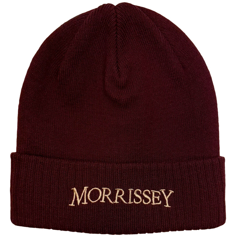 Morrissey Unisex Beanie Hat: Arched Logo (Maroon Red)