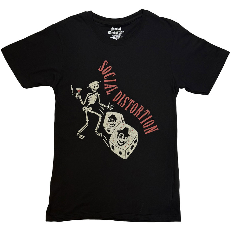 Social Distortion Unisex T-Shirt: Skully Dice Vintage (Black)