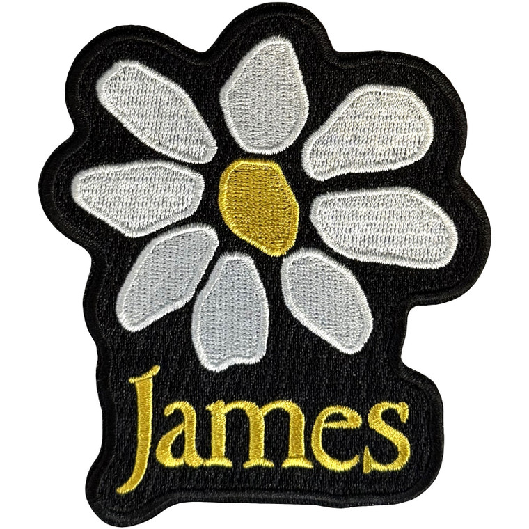 James Woven Patch: Yellow Logo White Daisy