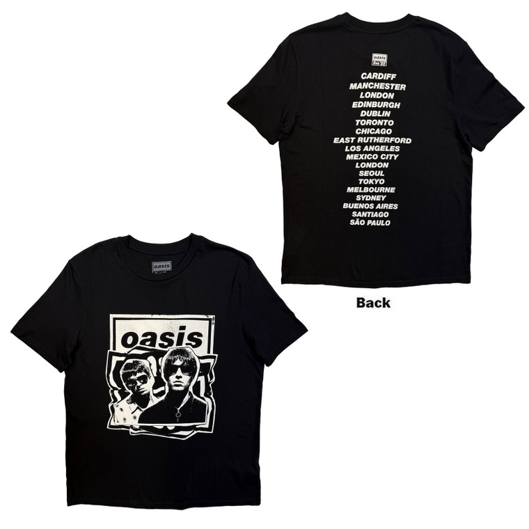 Oasis Unisex T-Shirt: Paper Cut Out Tour (Black) (Back Print & Ex-Tour)