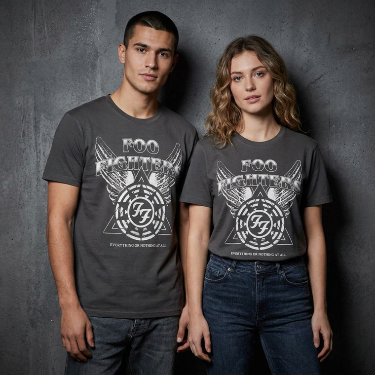 Foo Fighters Unisex Unplugged T-Shirt: EONAA Logo (Taupe)