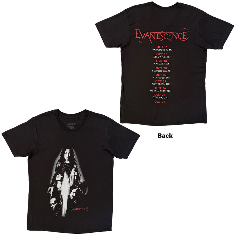 Evanescence Unisex T-Shirt: Canada Tour '24 Photo (Black) (Back Print)