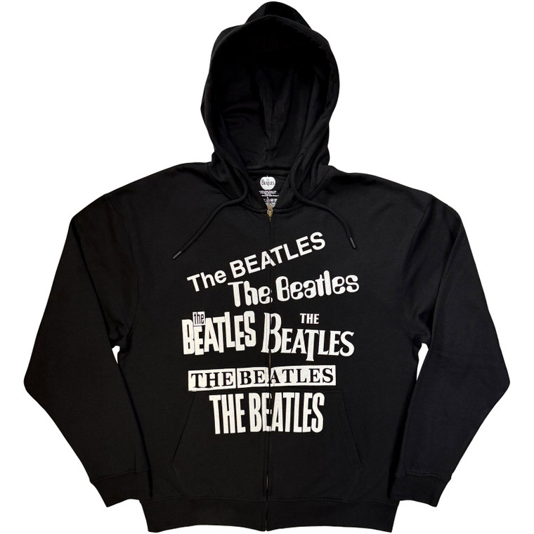 The Beatles Unisex Zipped Hoodie: Logos (Black)