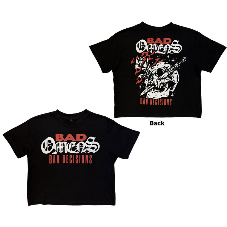 Bad Omens Ladies Crop Top: Bad Decision Skull (Black)