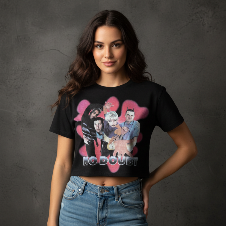 No Doubt Ladies Crop Top: Horns (Black)