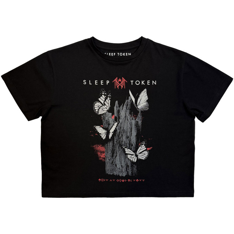 Sleep Token Ladies Crop Top: Butterflies (Black)
