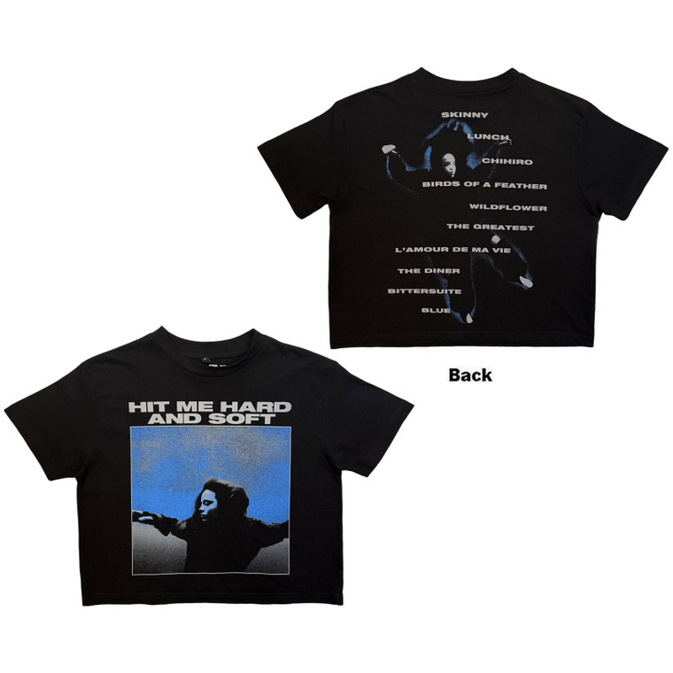 Billie Eilish Ladies Crop Top: Hit Me Hard and Soft Tracklist (Black)