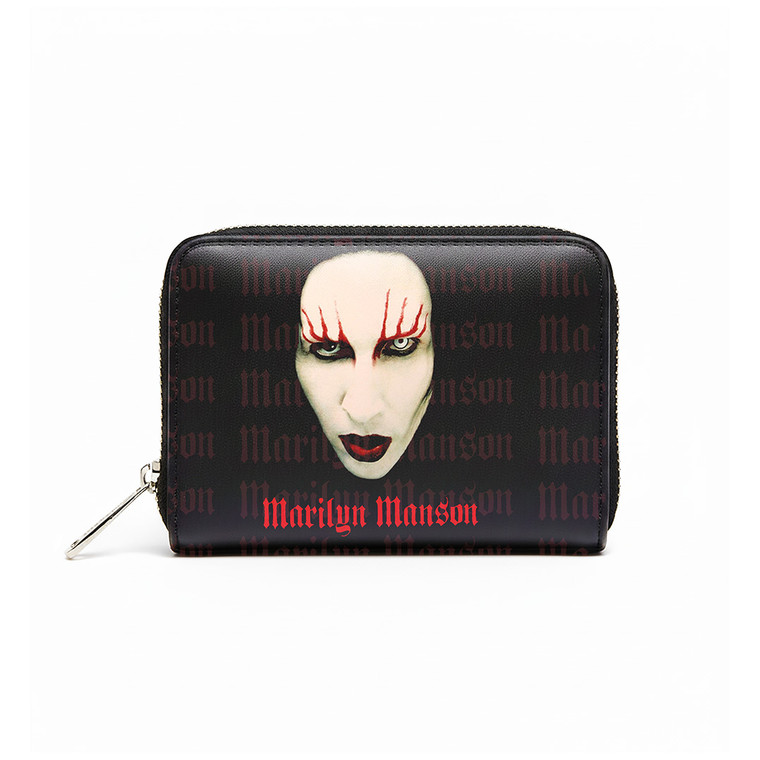 Marilyn Manson Zip Top Purse: Logo / Red Lips (Black)