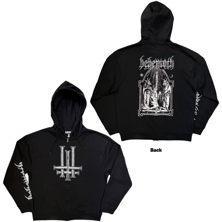Behemoth Unisex Zipped Hoodie: Crucified (Black) (Back Print)