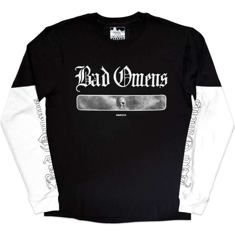 Bad Omens Unisex 2 In 1 Layered Long Sleeve T-Shirt: Skull (Black & White) (Sleeve Print)