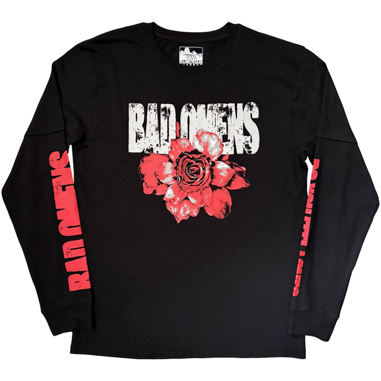 Bad Omens Unisex Layered Long Sleeve T-Shirt: Do You Feel Love? (Black) (Sleeve Print)