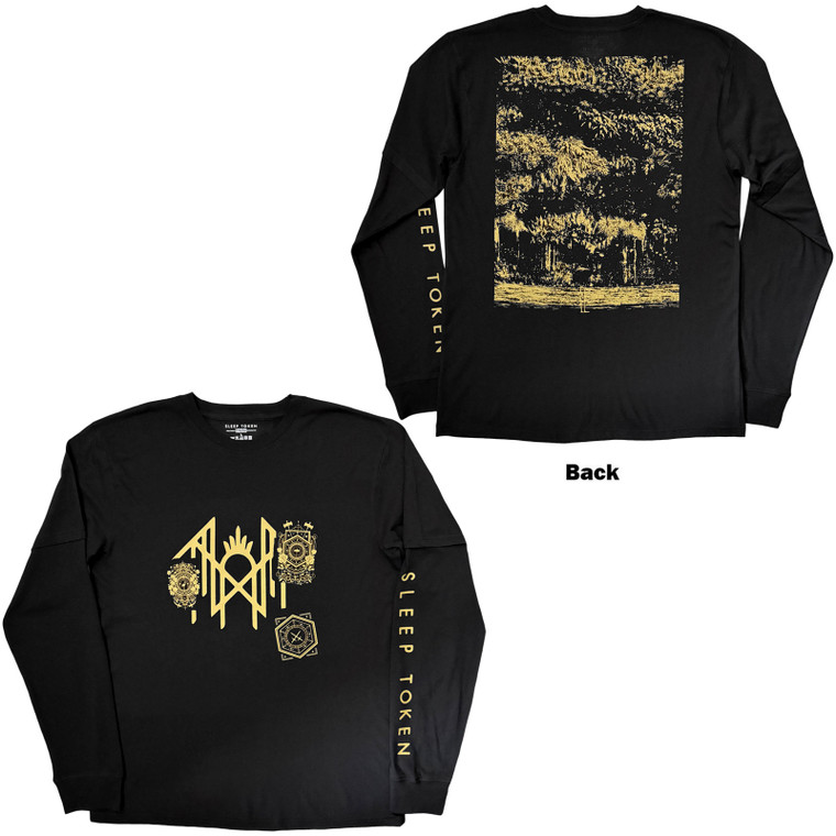 Sleep Token Unisex 2 In 1 Layered Long Sleeve T-Shirt: Patch (Black) (Back & Sleeve Print)